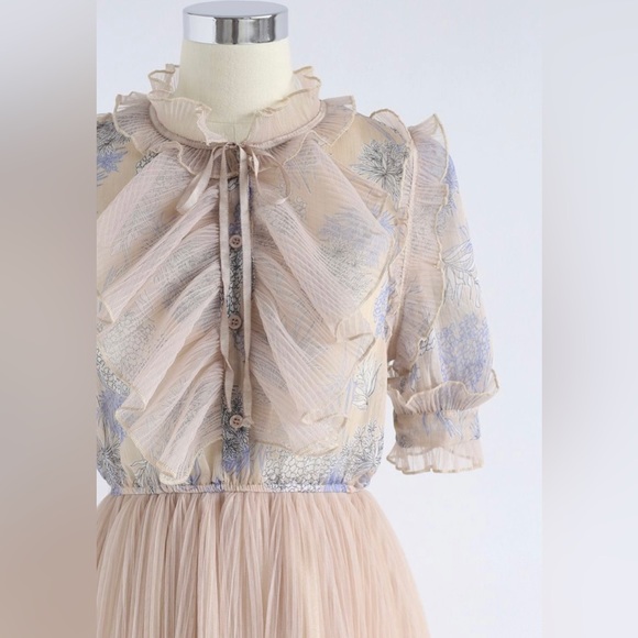 CHICWISH Size S/M - Gradient Mesh Tulle Pleated Dress - Picture 12 of 14